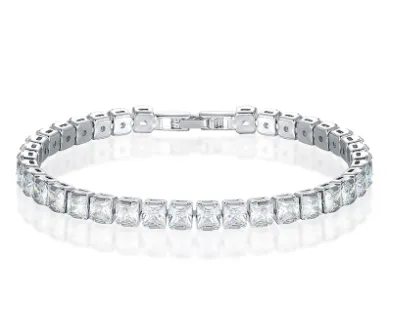 0.25ct Clear Square Tennis Bracelet for Men Women