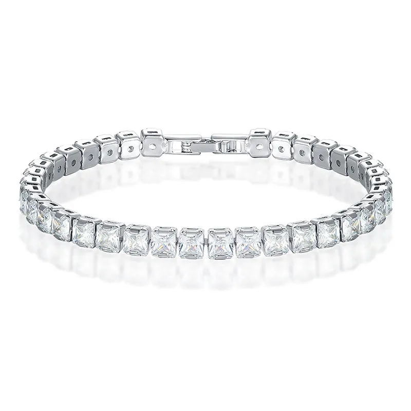 0.25ct Clear Square Tennis Bracelet for Men Women