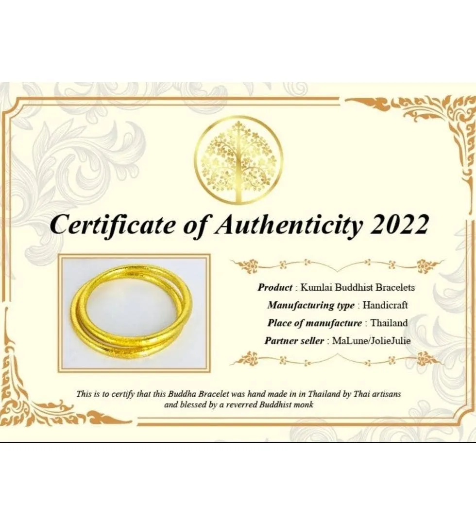 1 Genuine Buddhist Bangle Bracelet - Gold Size M