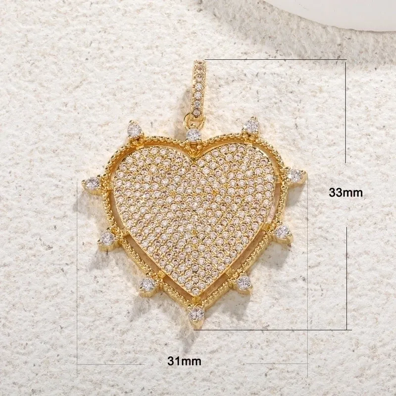 1 Piece Copper Zircon Gold Plated Inlay Pendant