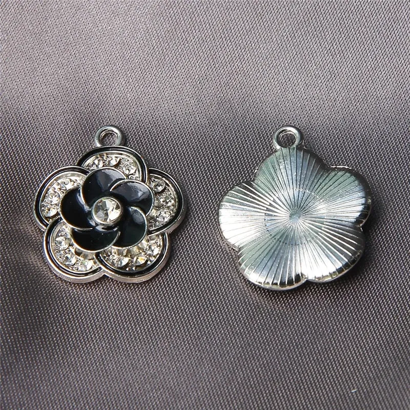 10 PCS/Package 22*19 * 4mm Alloy Rhinestones Flower Pendant