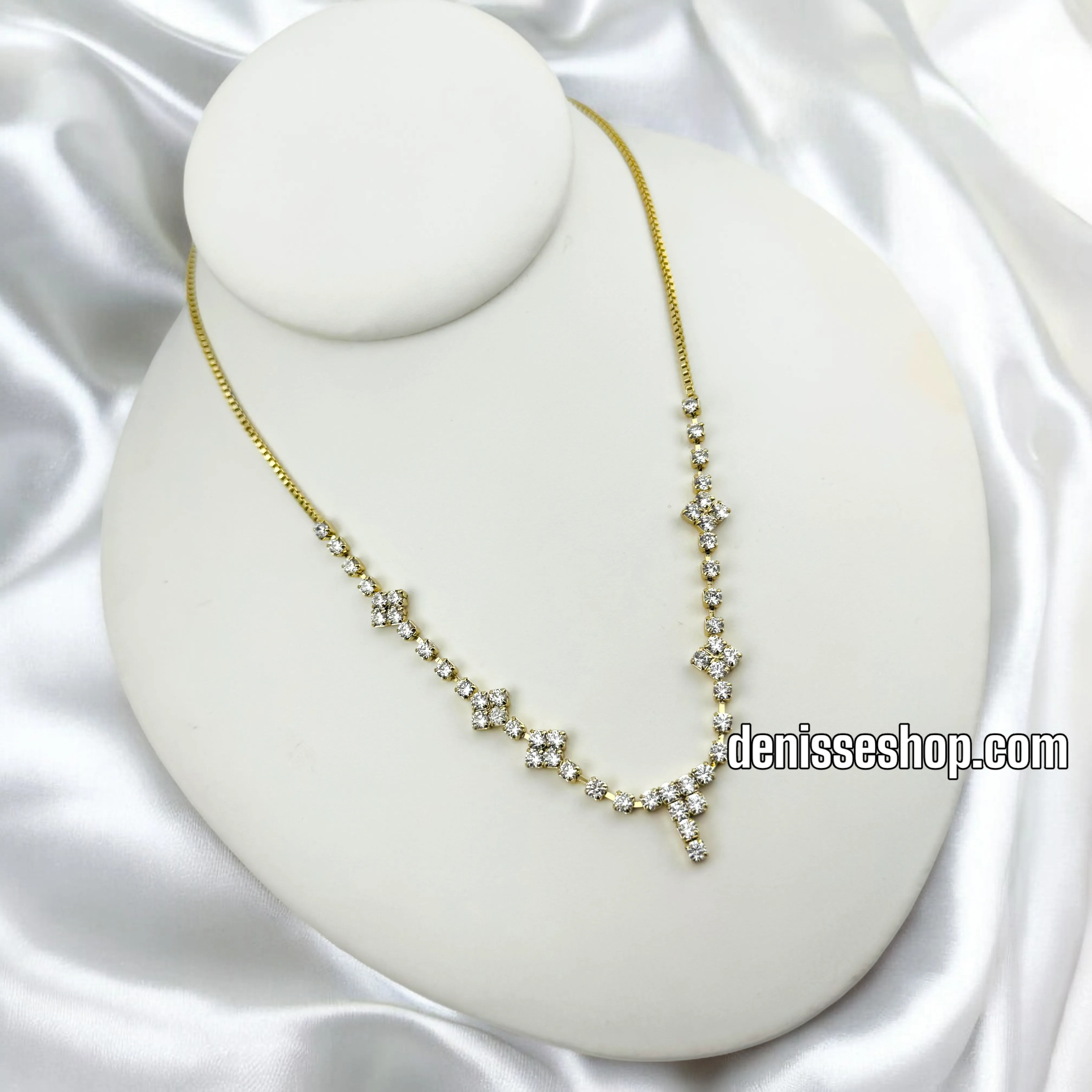 14K ELEGANT WHITE STONE NECKLACE 18'' N208