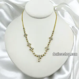 14K ELEGANT WHITE STONE NECKLACE 18'' N208