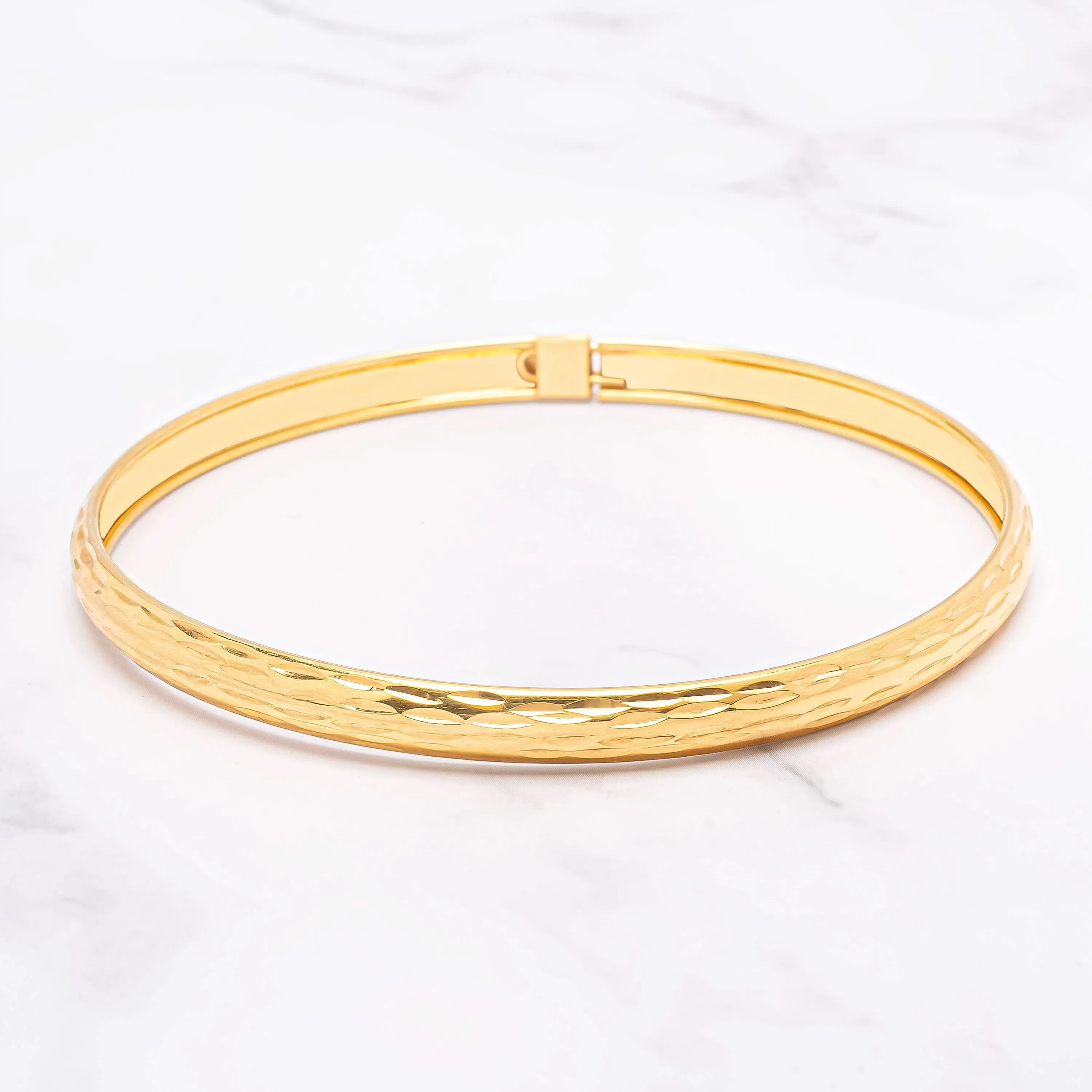14K Gold Over Sterling Silver Smooth Bangle Bracelet