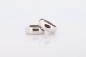 14k Gold Rounded HOOP Earrings. Heavy 6.8g Hoop Gloss earrings. Huggies Wide Polished White Gold Earrings. Huggie Hinged Earrings.
