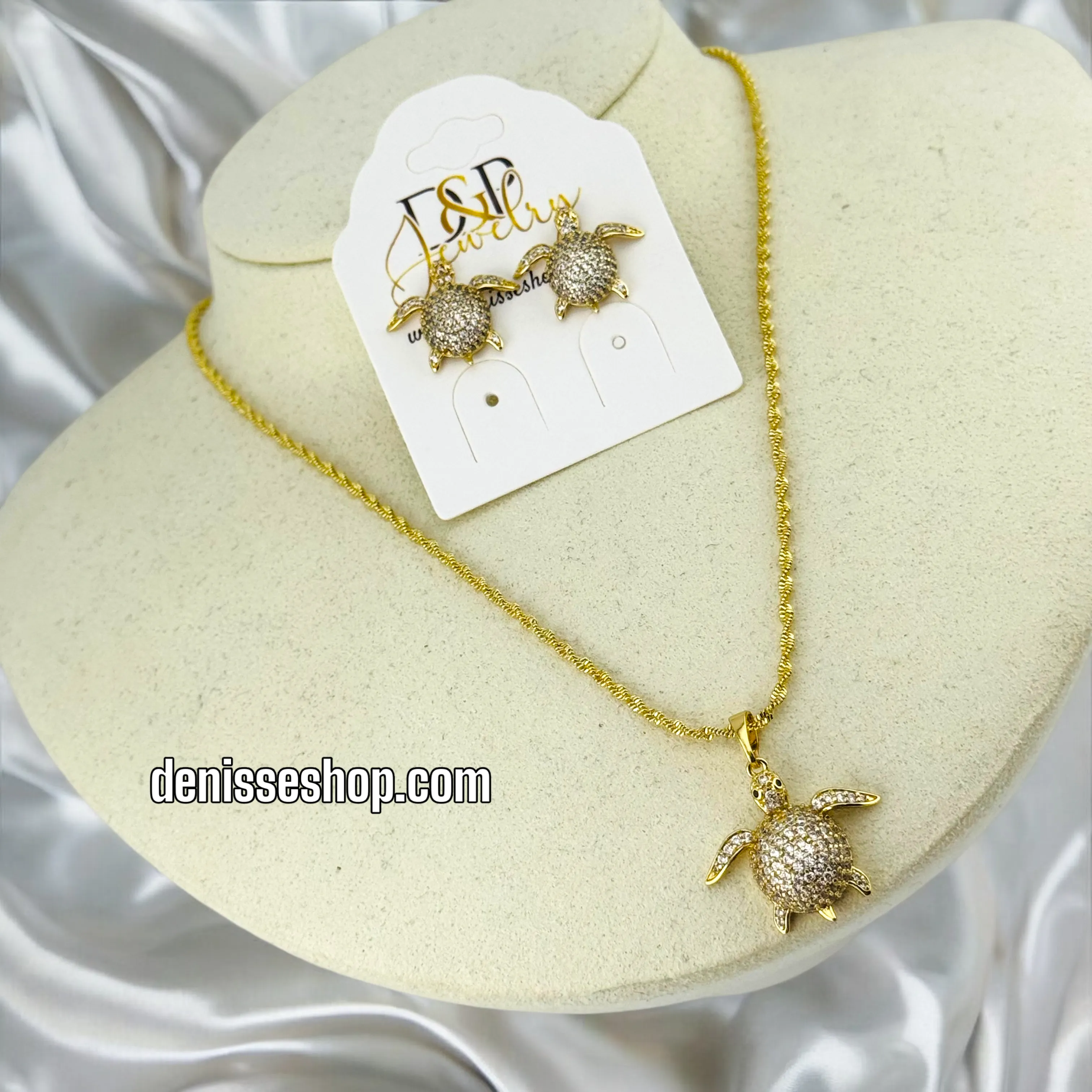14K TURTLE SHAPE  WOMEN  NECKLACE 18” SET N88