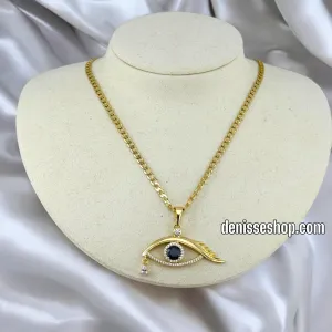 14K WOMEN / EYE BLACK STONE PENDANT P534