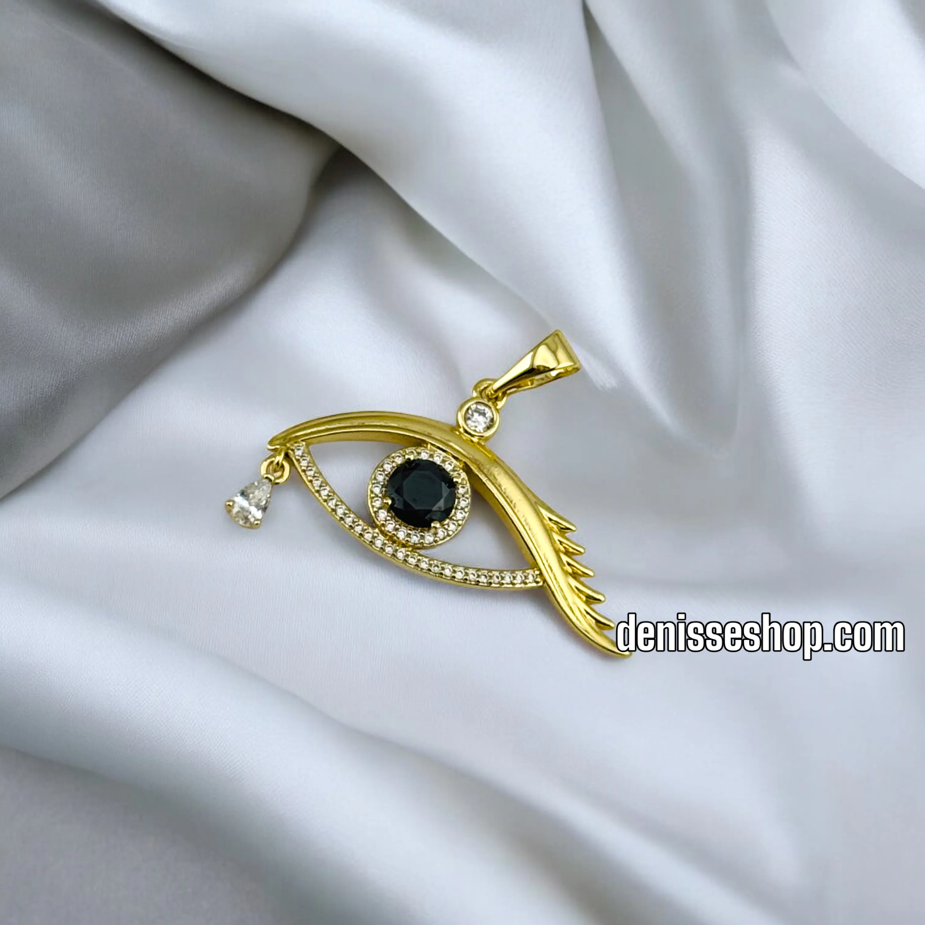 14K WOMEN / EYE BLACK STONE PENDANT P534