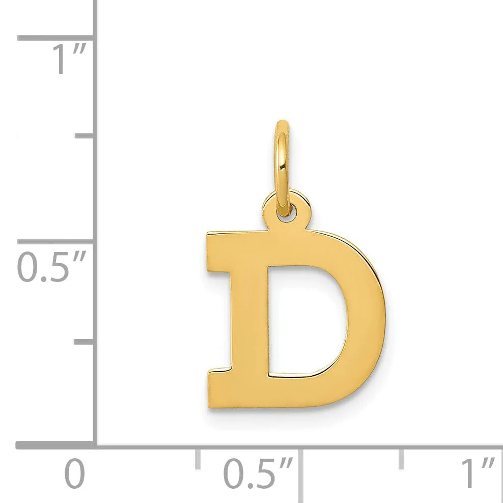 14k Yellow Gold Small Block Design Letter D Initial Pendant