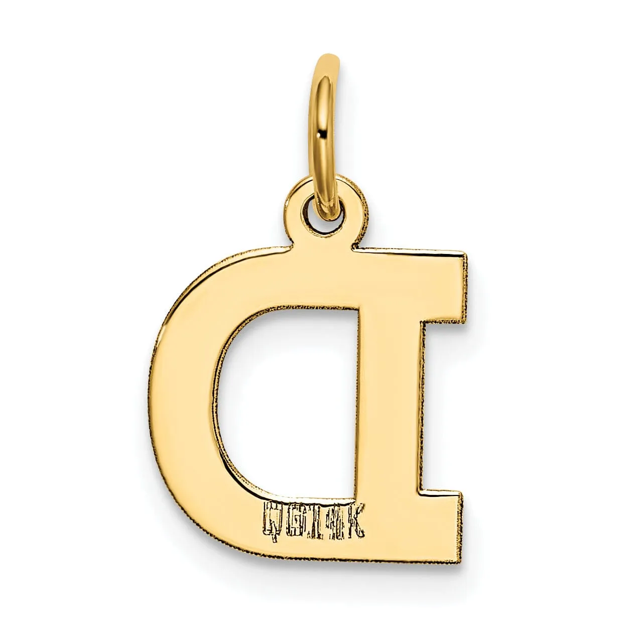 14k Yellow Gold Small Block Design Letter D Initial Pendant