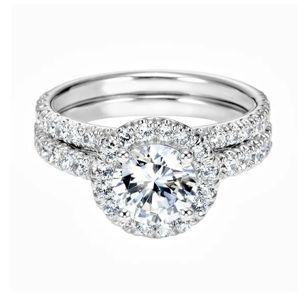 1.50 Carat Round Brilliant Cut Diamond Halo Engagement Ring - style 2