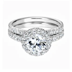1.50 Carat Round Brilliant Cut Diamond Halo Engagement Ring - style 2
