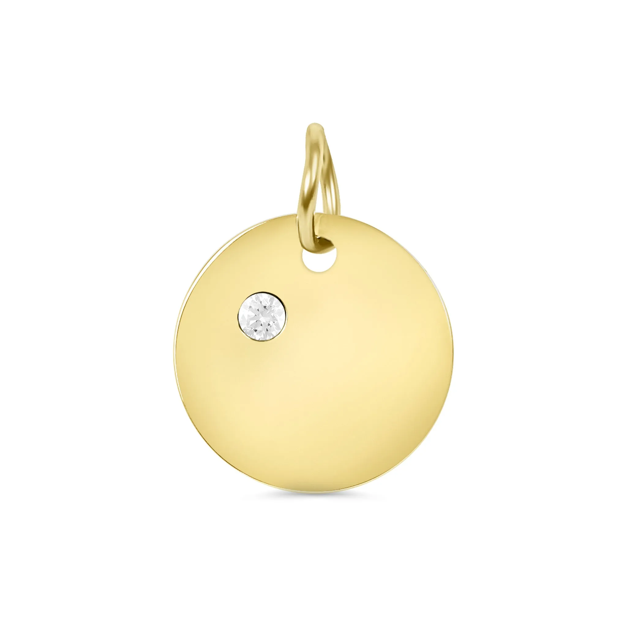18k PVD Coated CZ Birthstone Polished Stainless Steel Round Pendant / SBB0320