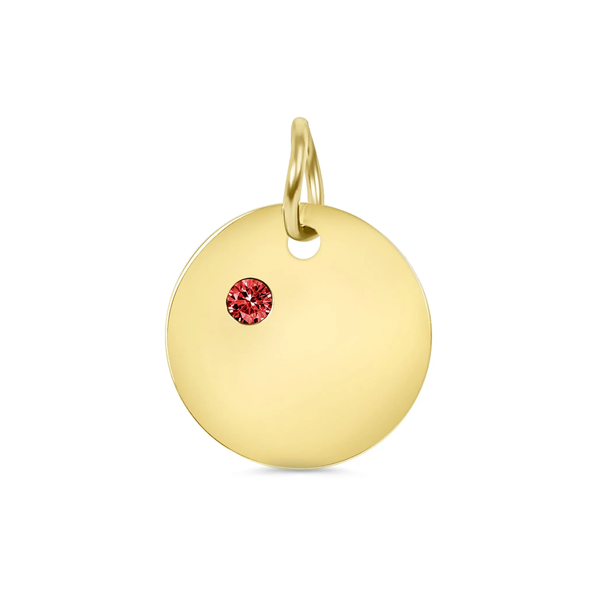 18k PVD Coated CZ Birthstone Polished Stainless Steel Round Pendant / SBB0320