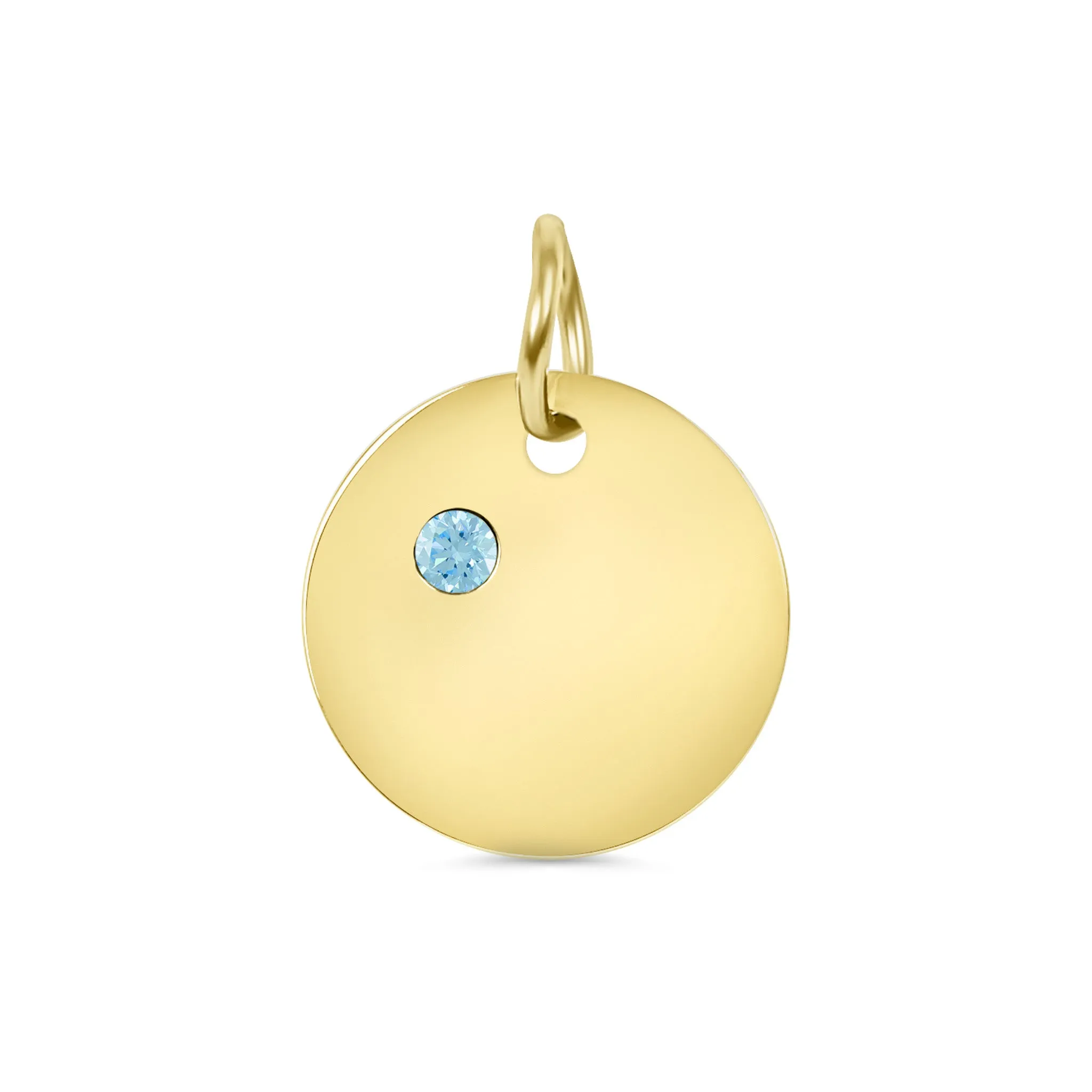18k PVD Coated CZ Birthstone Polished Stainless Steel Round Pendant / SBB0320