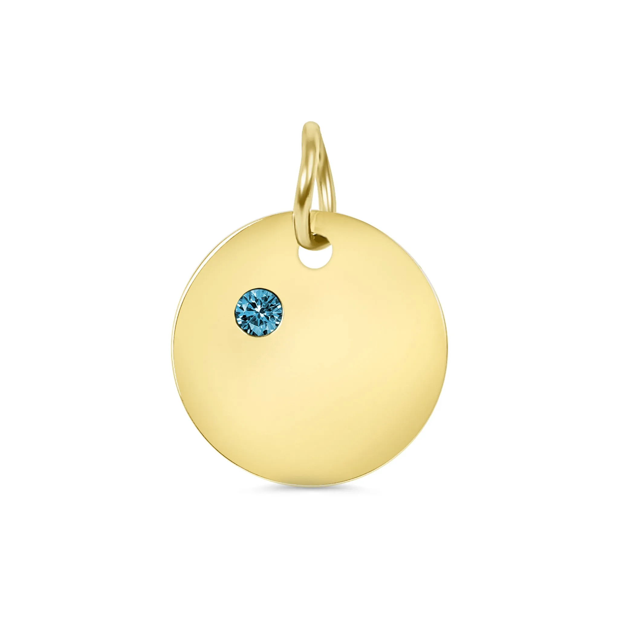 18k PVD Coated CZ Birthstone Polished Stainless Steel Round Pendant / SBB0320