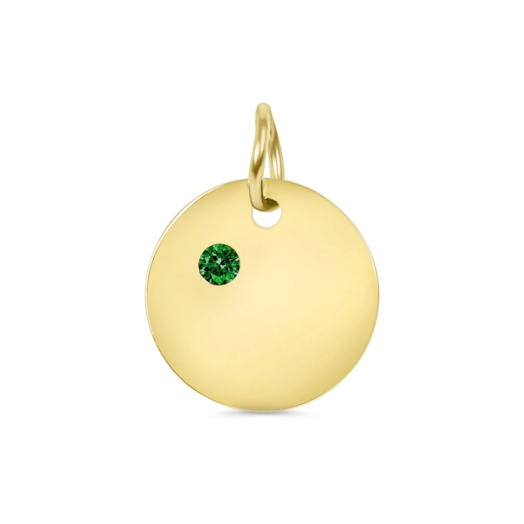 18k PVD Coated CZ Birthstone Polished Stainless Steel Round Pendant / SBB0320