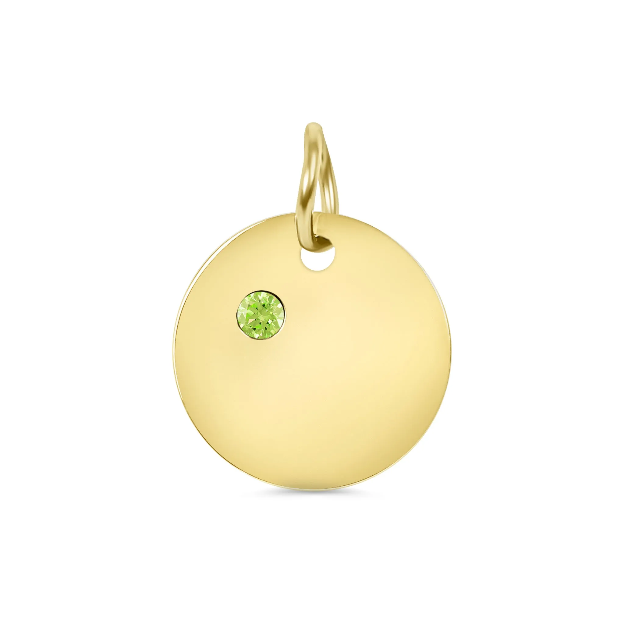 18k PVD Coated CZ Birthstone Polished Stainless Steel Round Pendant / SBB0320