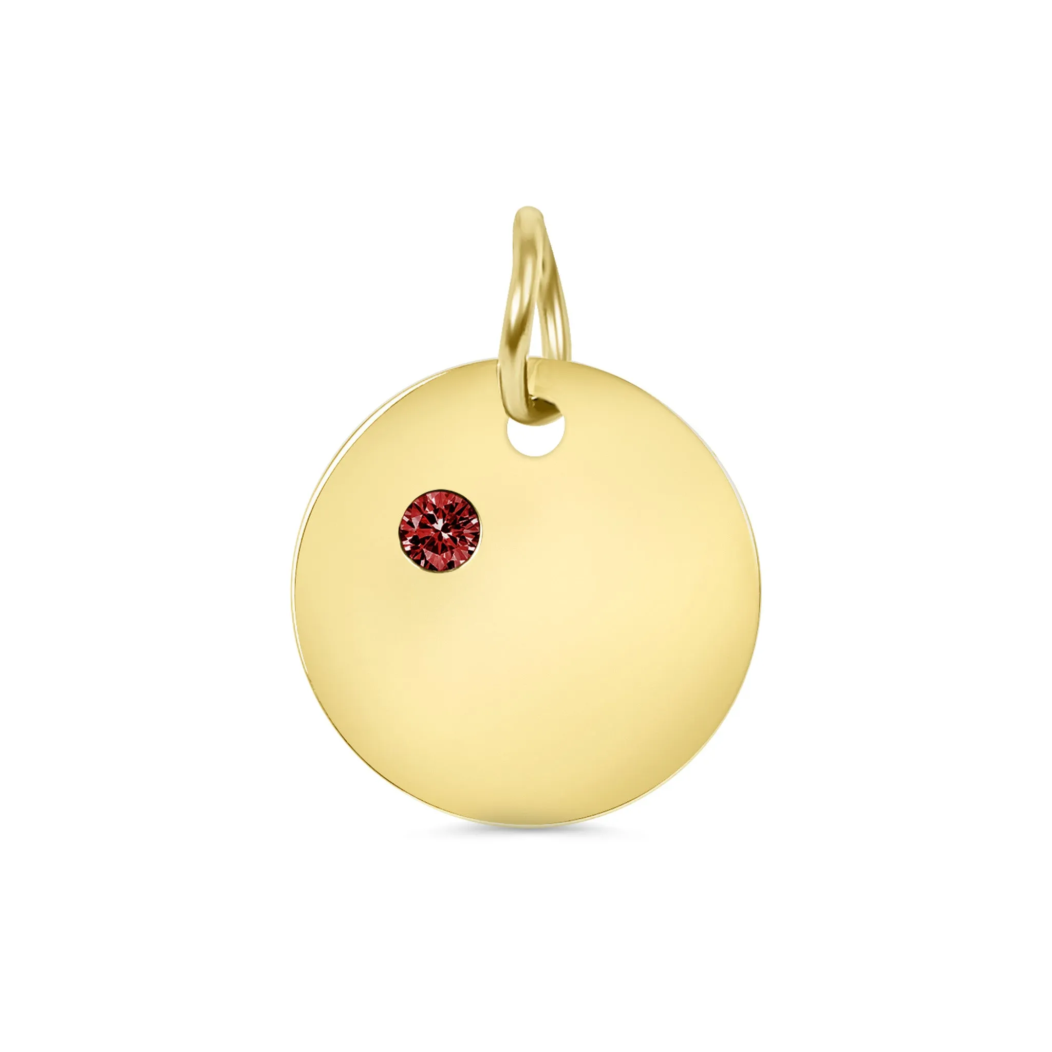 18k PVD Coated CZ Birthstone Polished Stainless Steel Round Pendant / SBB0320
