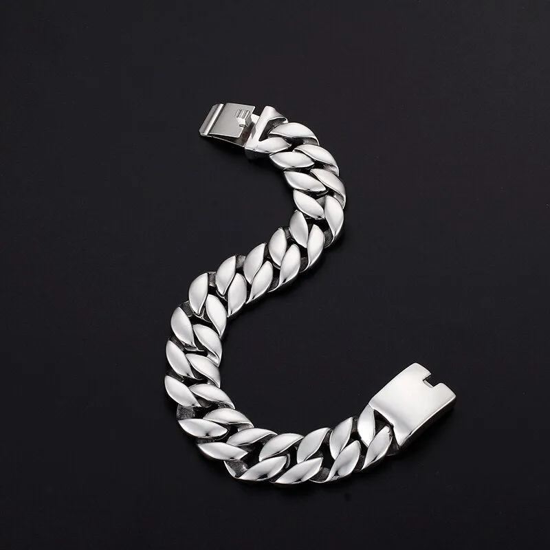 18MM Wide Chain Bracelets For Men Shiny And Smooth Stainless Steel Men Bracelets