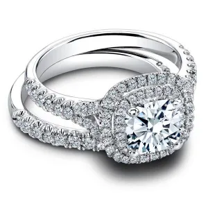 3.00 Carat Center Round Brilliant Cut Diamond Halo Engagement Ring - style 2