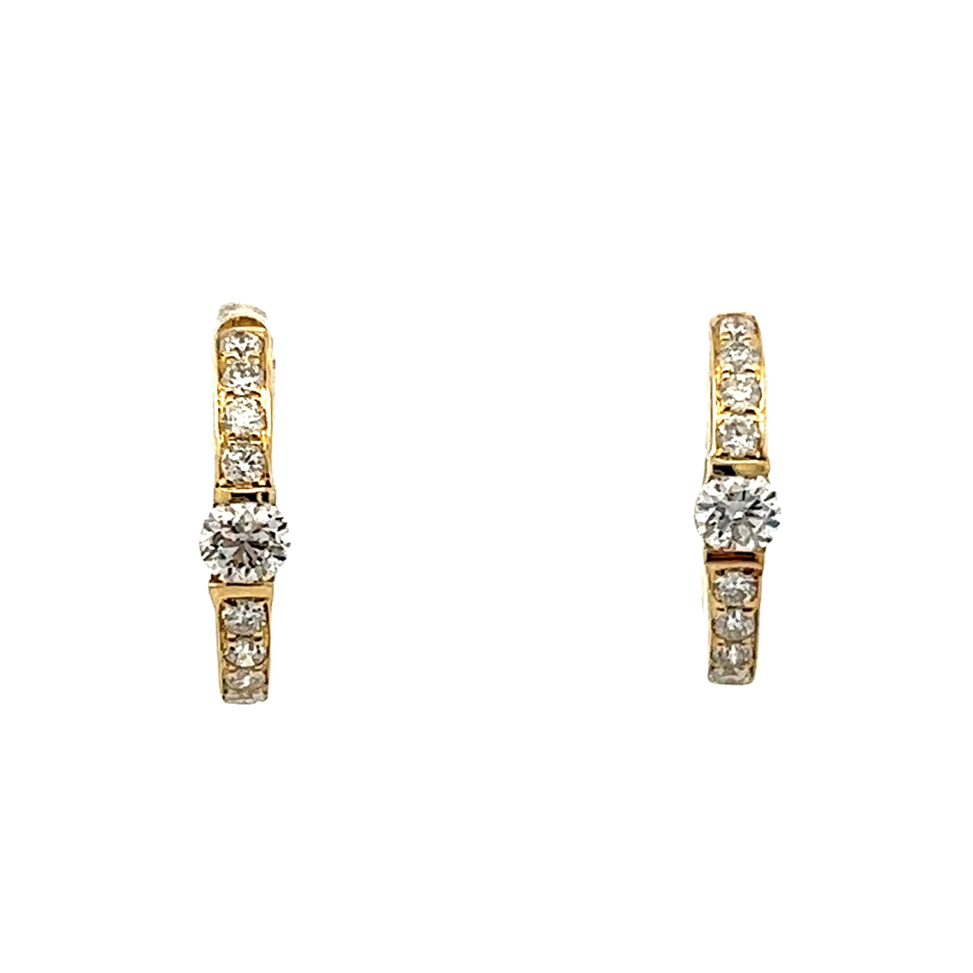 .39 Diamond Huggie Hoop Earrings in 14k Yellow Gold