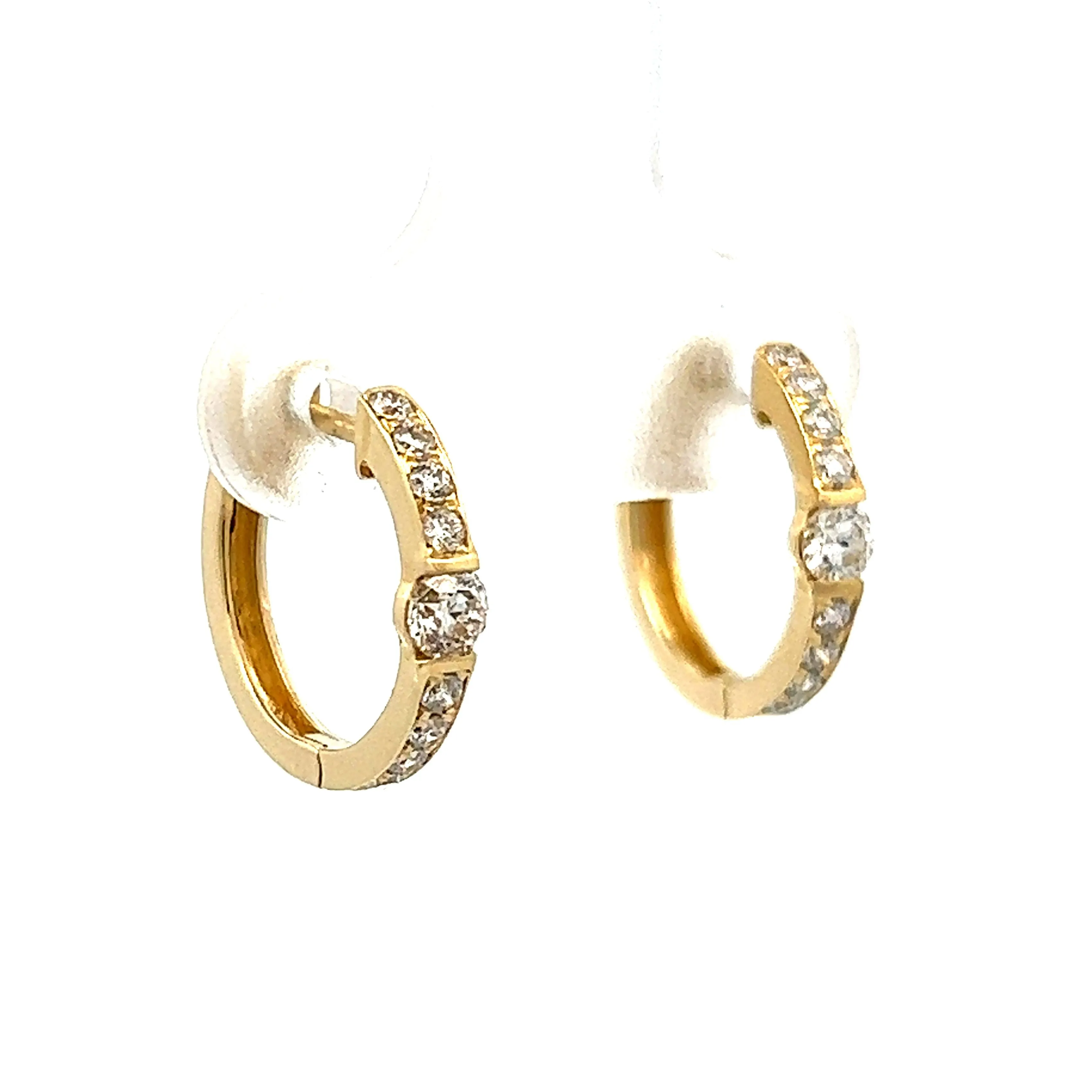.39 Diamond Huggie Hoop Earrings in 14k Yellow Gold