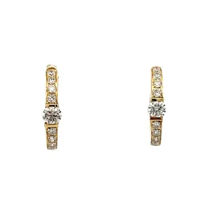 .39 Diamond Huggie Hoop Earrings in 14k Yellow Gold