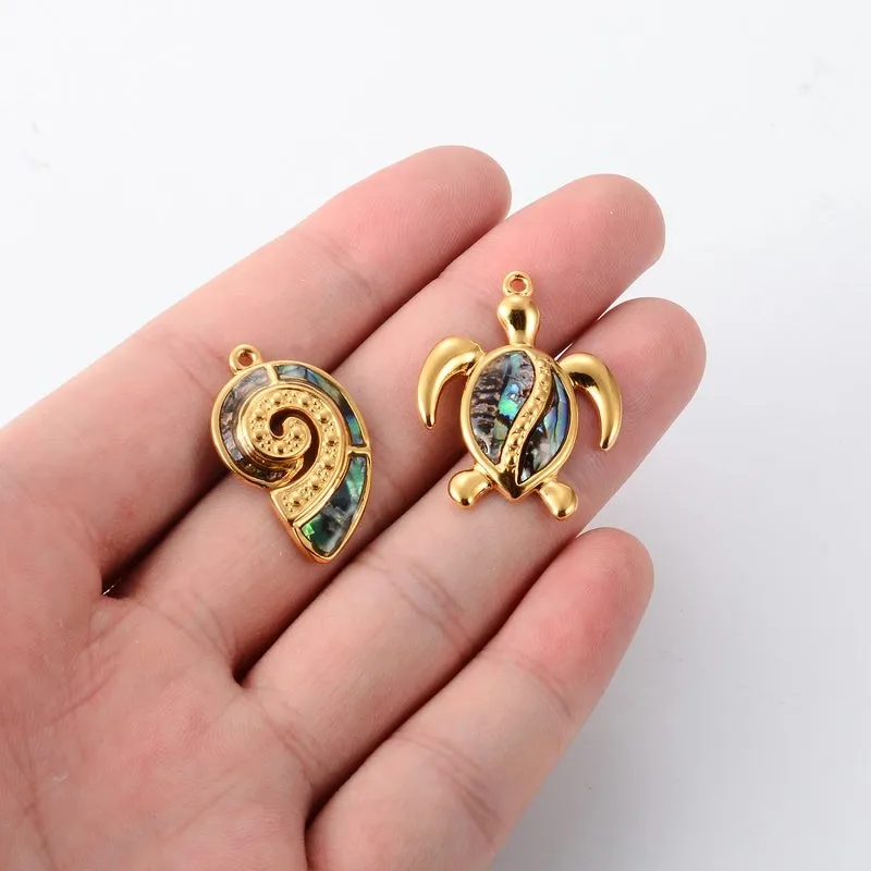 5 PCS/Package 304 Stainless Steel Tortoise Starfish Pendant
