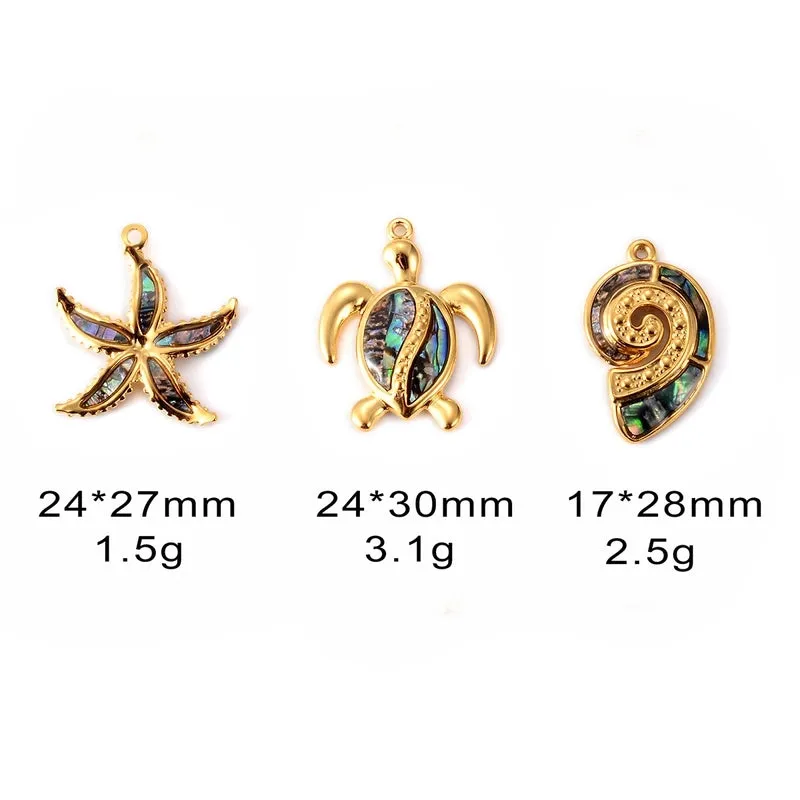 5 PCS/Package 304 Stainless Steel Tortoise Starfish Pendant