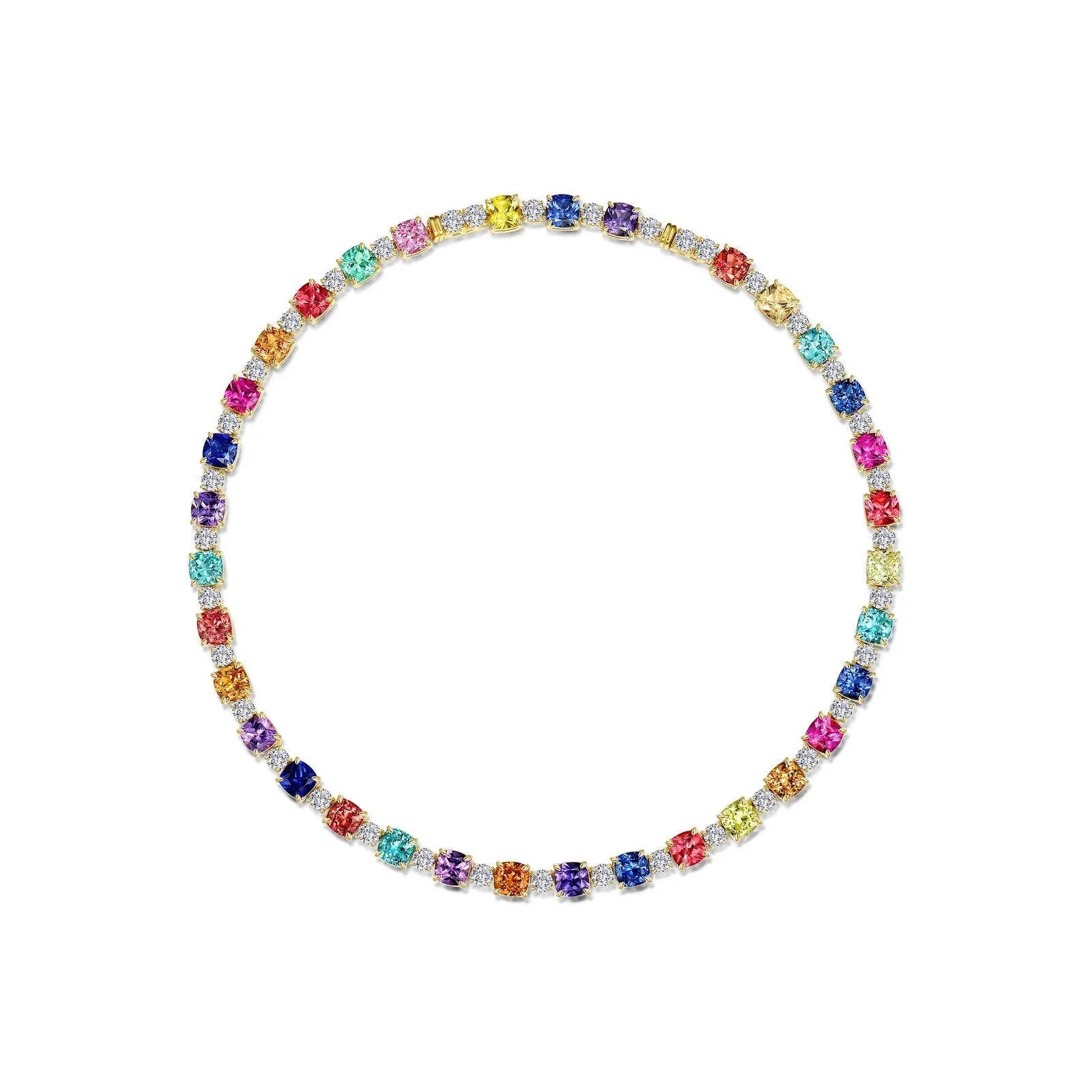 79.96 CTW Fancy Lab-Grown Sapphire Tennis Choker Necklace SYN030MG17