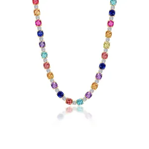 79.96 CTW Fancy Lab-Grown Sapphire Tennis Choker Necklace SYN030MG17
