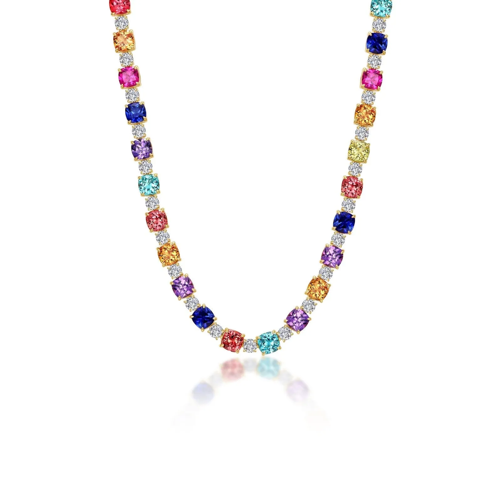 79.96 CTW Fancy Lab-Grown Sapphire Tennis Choker Necklace SYN030MG17