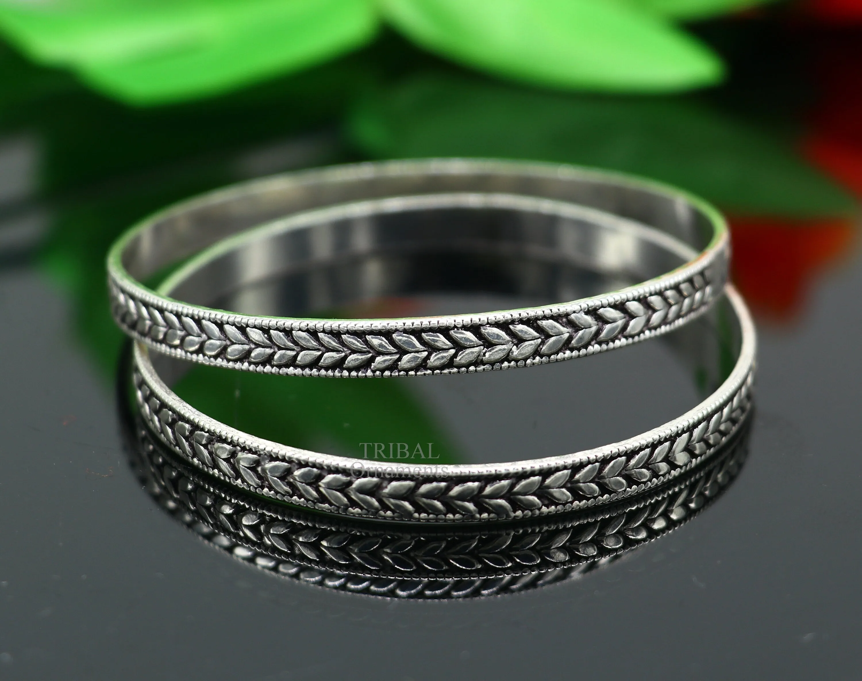 925 sterling silver handcrafted amazing Floral design bangles bracelet, fancy stylish gorgeous kangan tribal belly dance jewelry nba321
