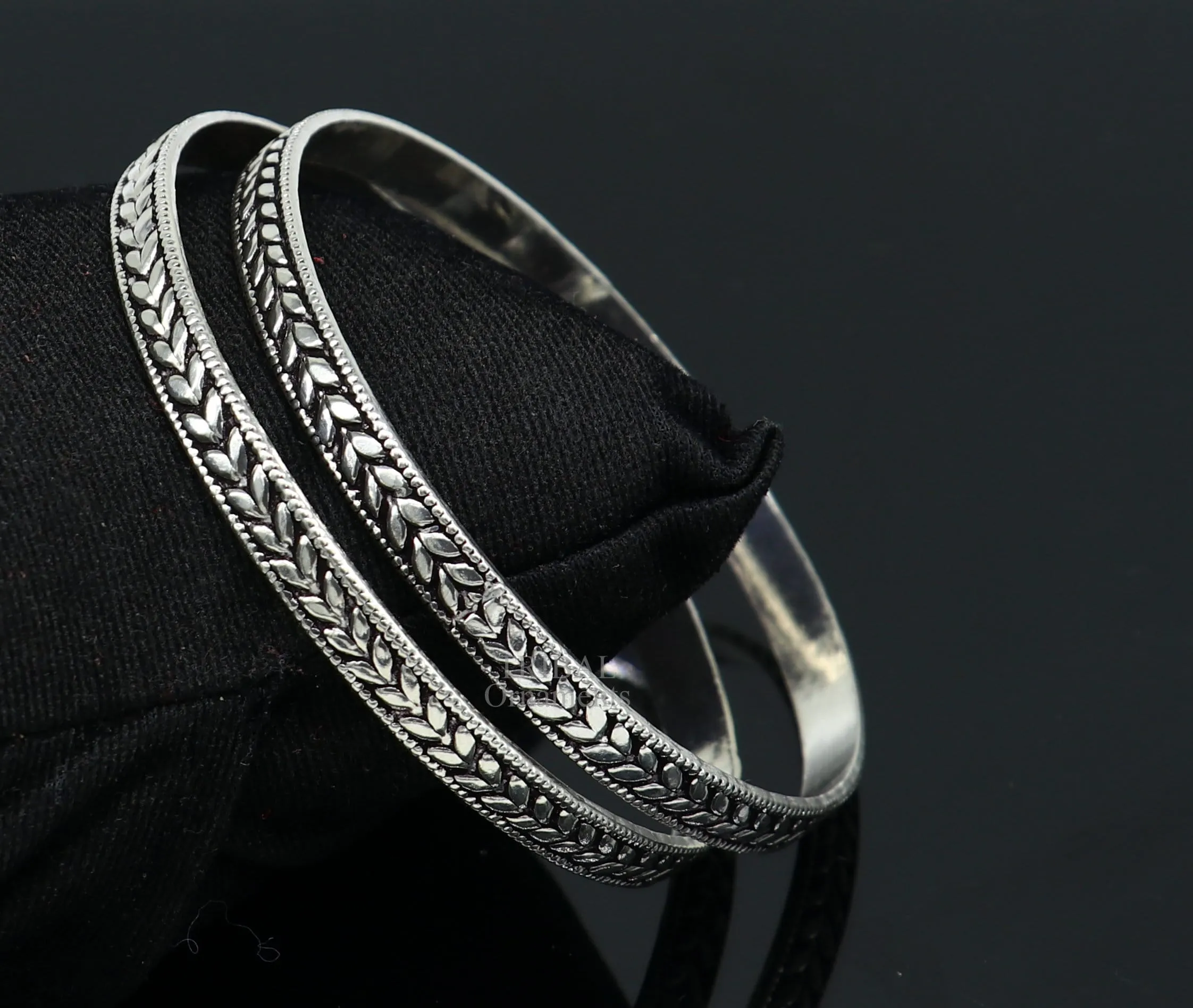 925 sterling silver handcrafted amazing Floral design bangles bracelet, fancy stylish gorgeous kangan tribal belly dance jewelry nba321