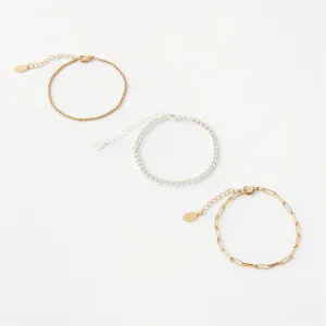 Accessorize London Women's Set of 3 Chain Bracelets