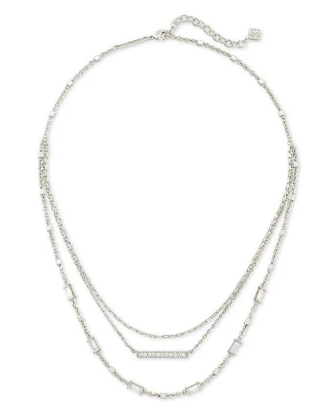 Addison Multi Strand Necklace Rhodium