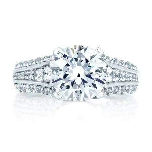 A.Jaffe Engagement Rings Three Row Designer Studded Prong Engagement Ring MES267/405