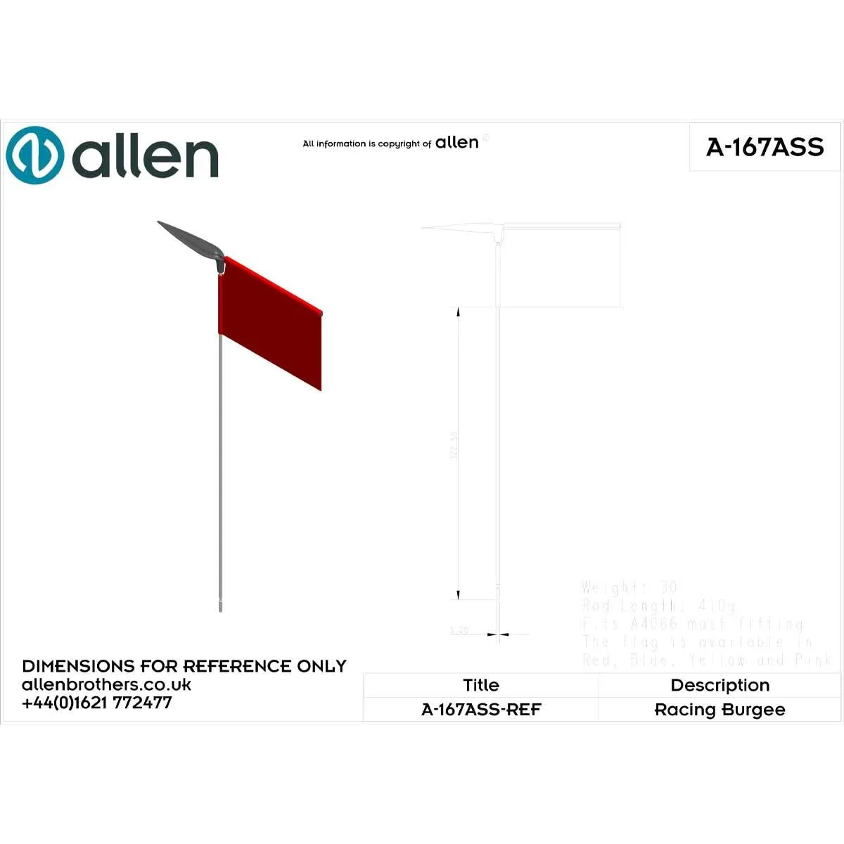 Allen Brothers Burgee - Long Rod