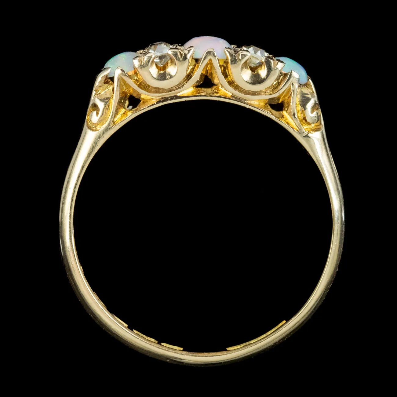 Antique Edwardian Opal Diamond Ring Dated 1901