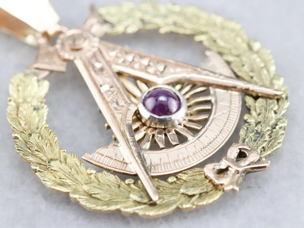 Antique Star Ruby Masonic Pendant