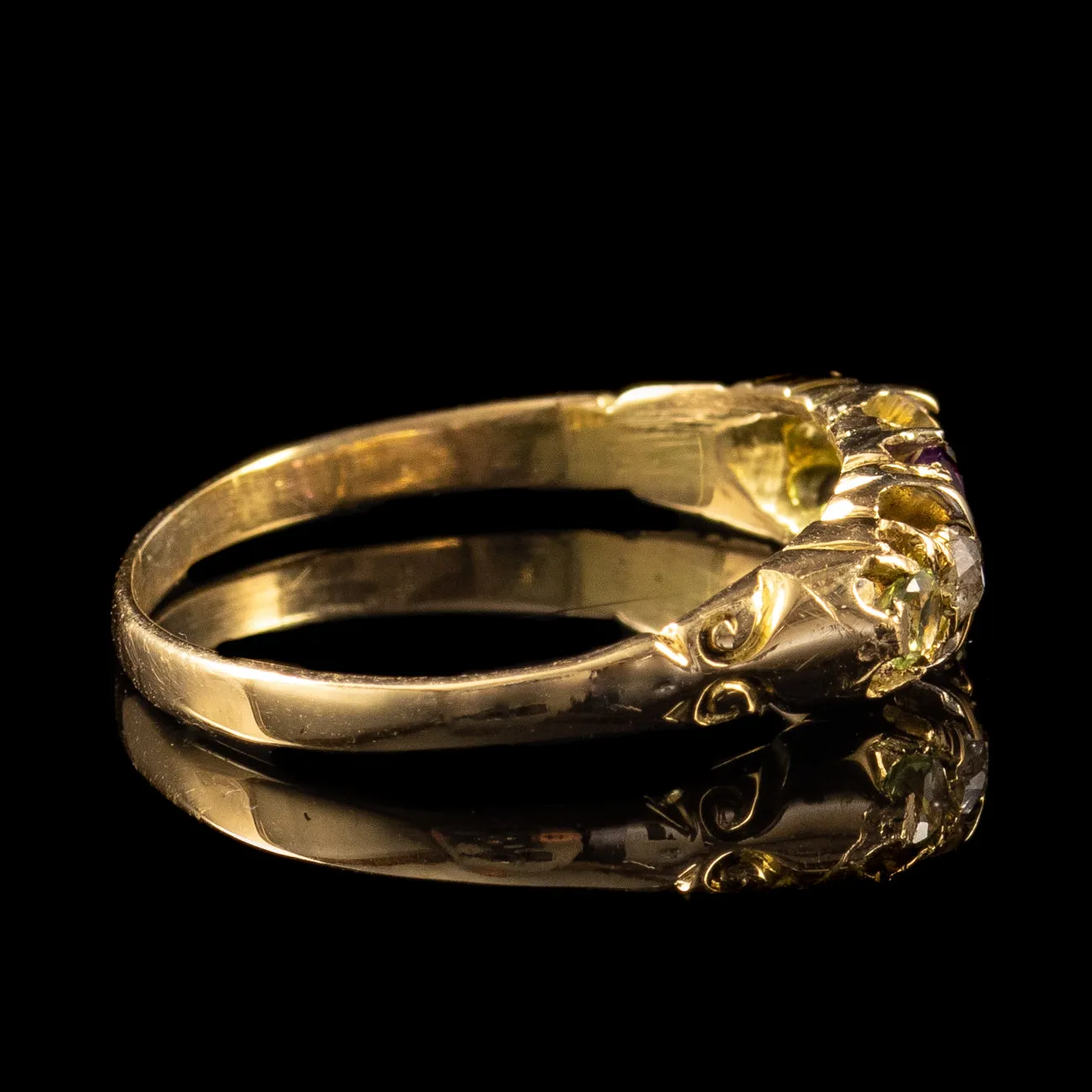Antique Suffragette Amethyst Diamond Peridot Ring 18Ct Gold Circa 1919