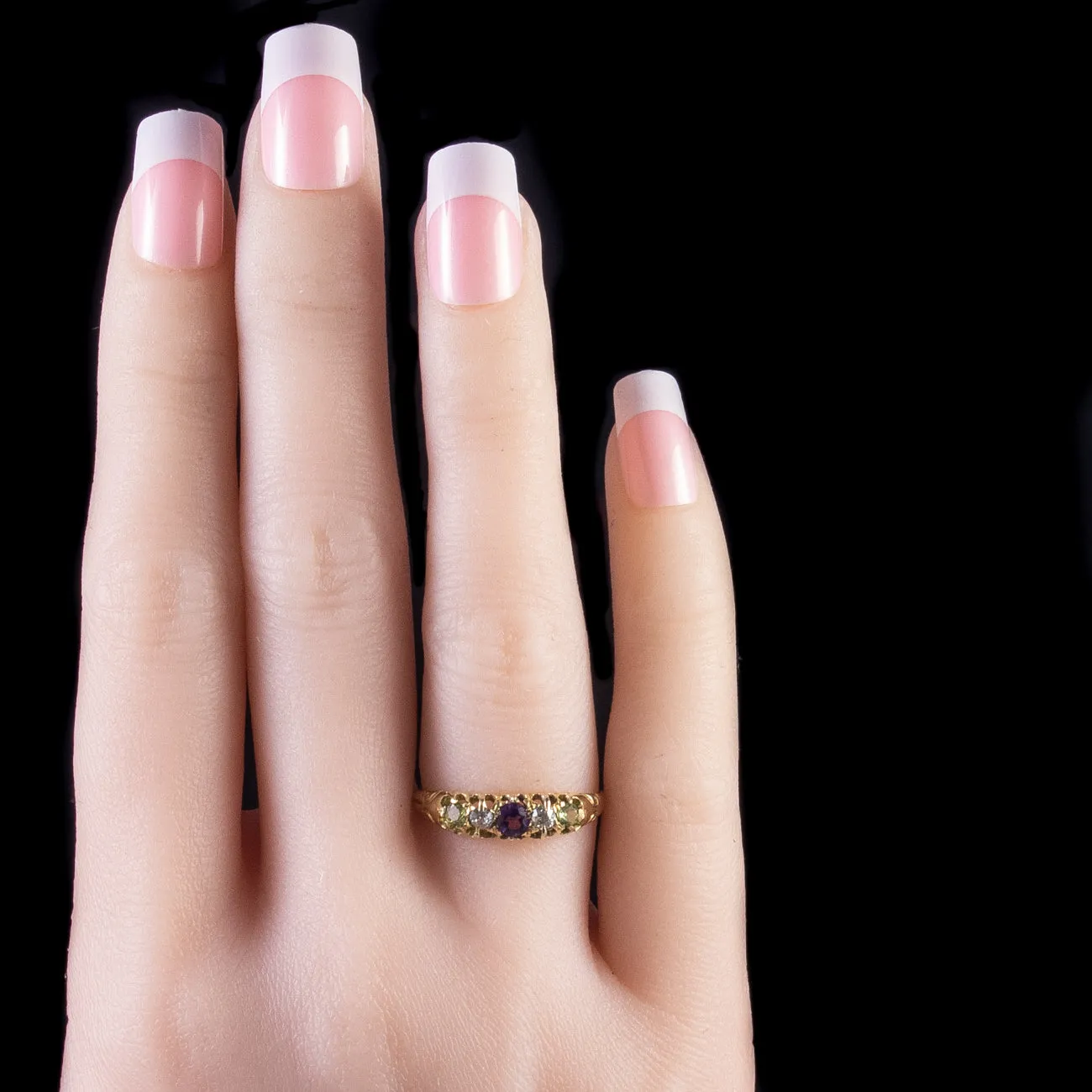 Antique Suffragette Amethyst Diamond Peridot Ring 18Ct Gold Circa 1919
