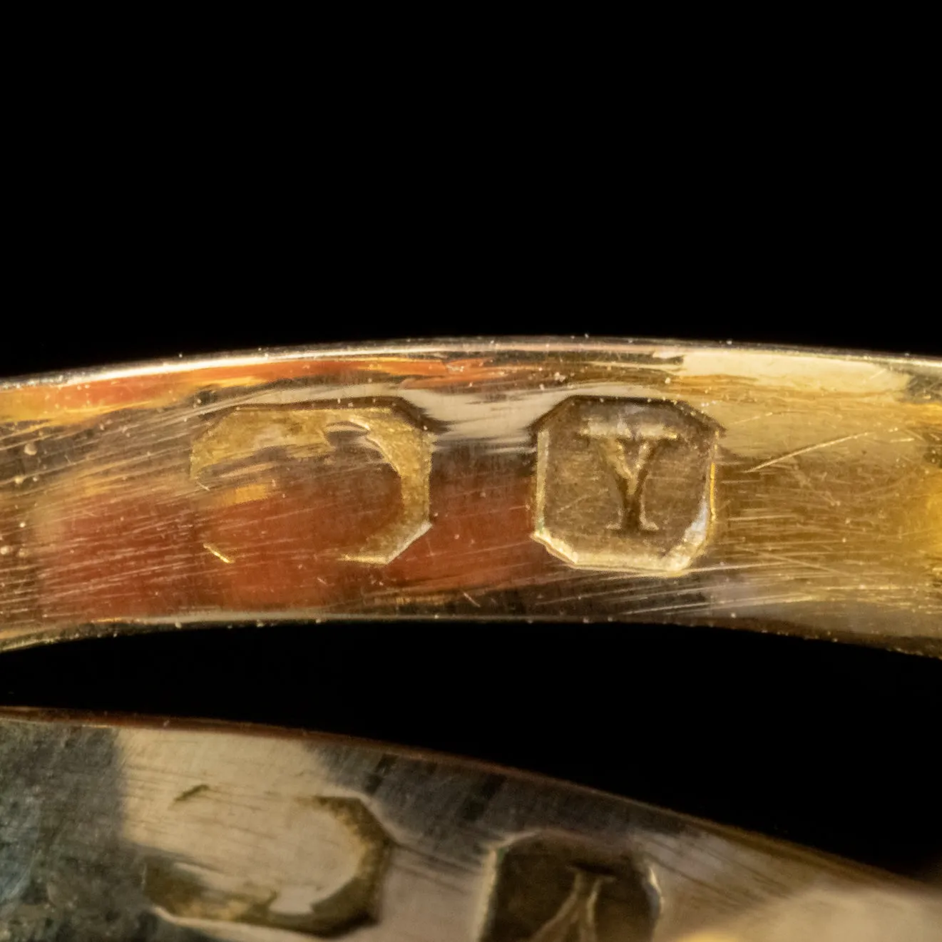 Antique Victorian Coral Diamond Ring 15Ct Gold Circa Dated 1873