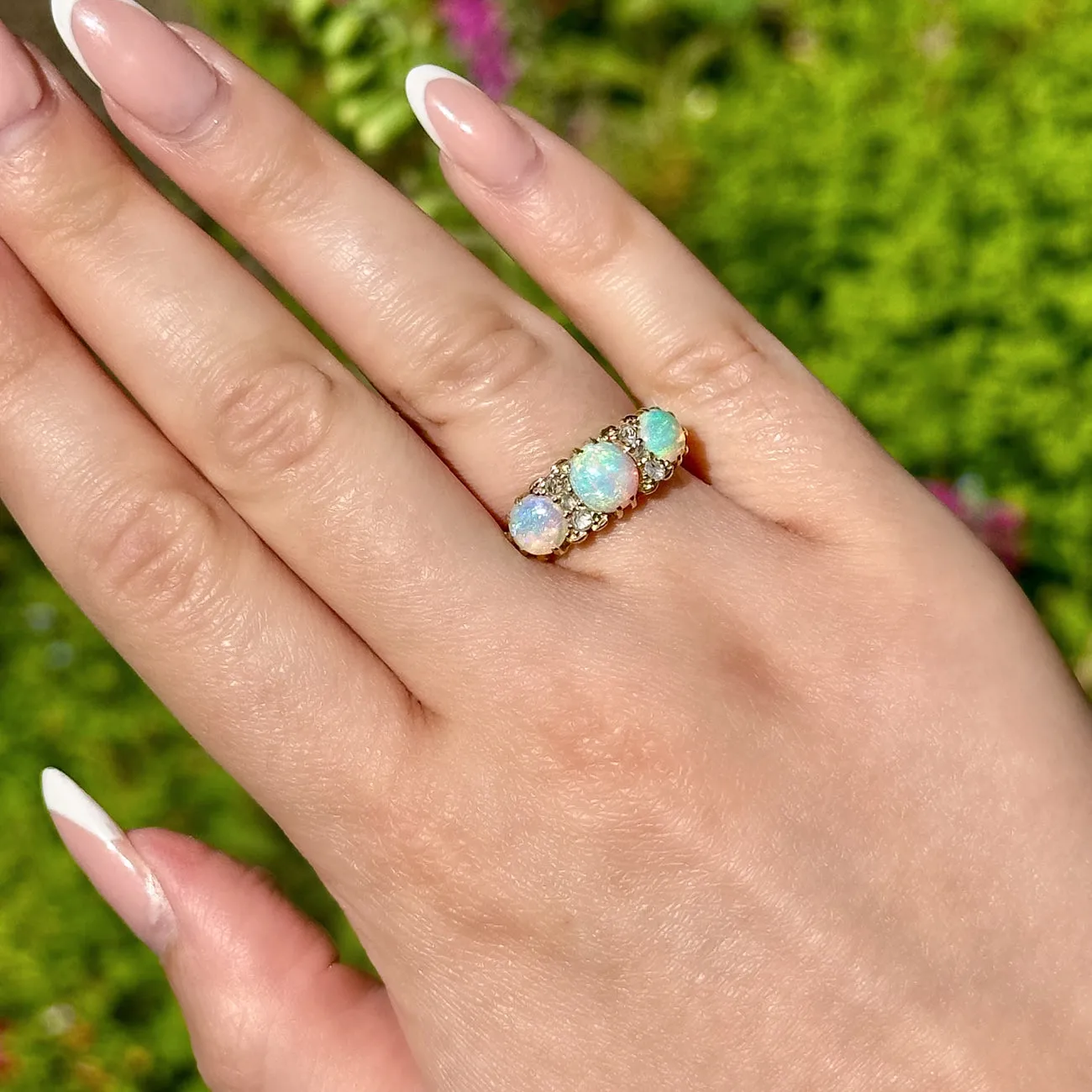 Antique Victorian Opal Diamond Ring 3ct Opal