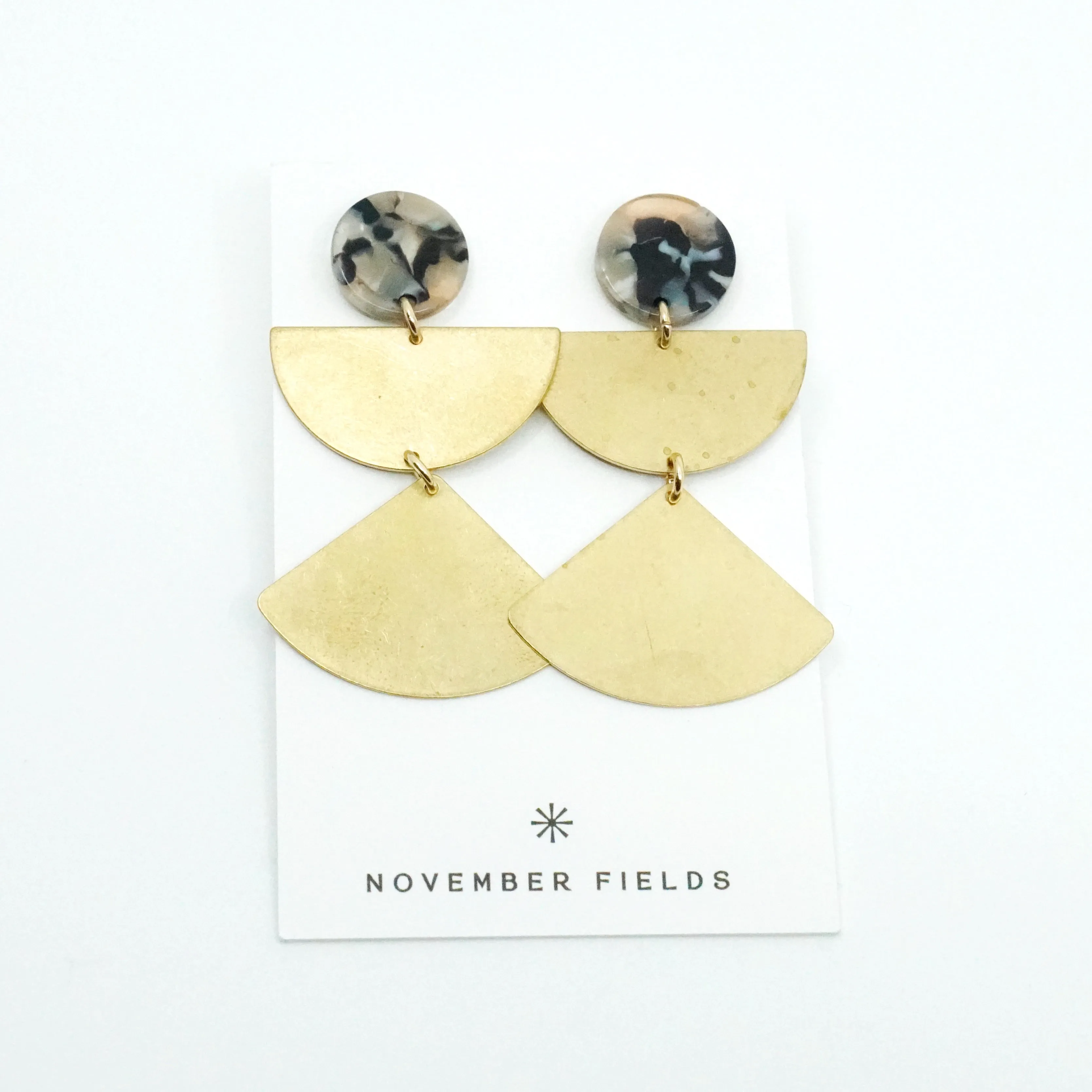 Arden Raw Brass and Resin Modern Dangle Earrings