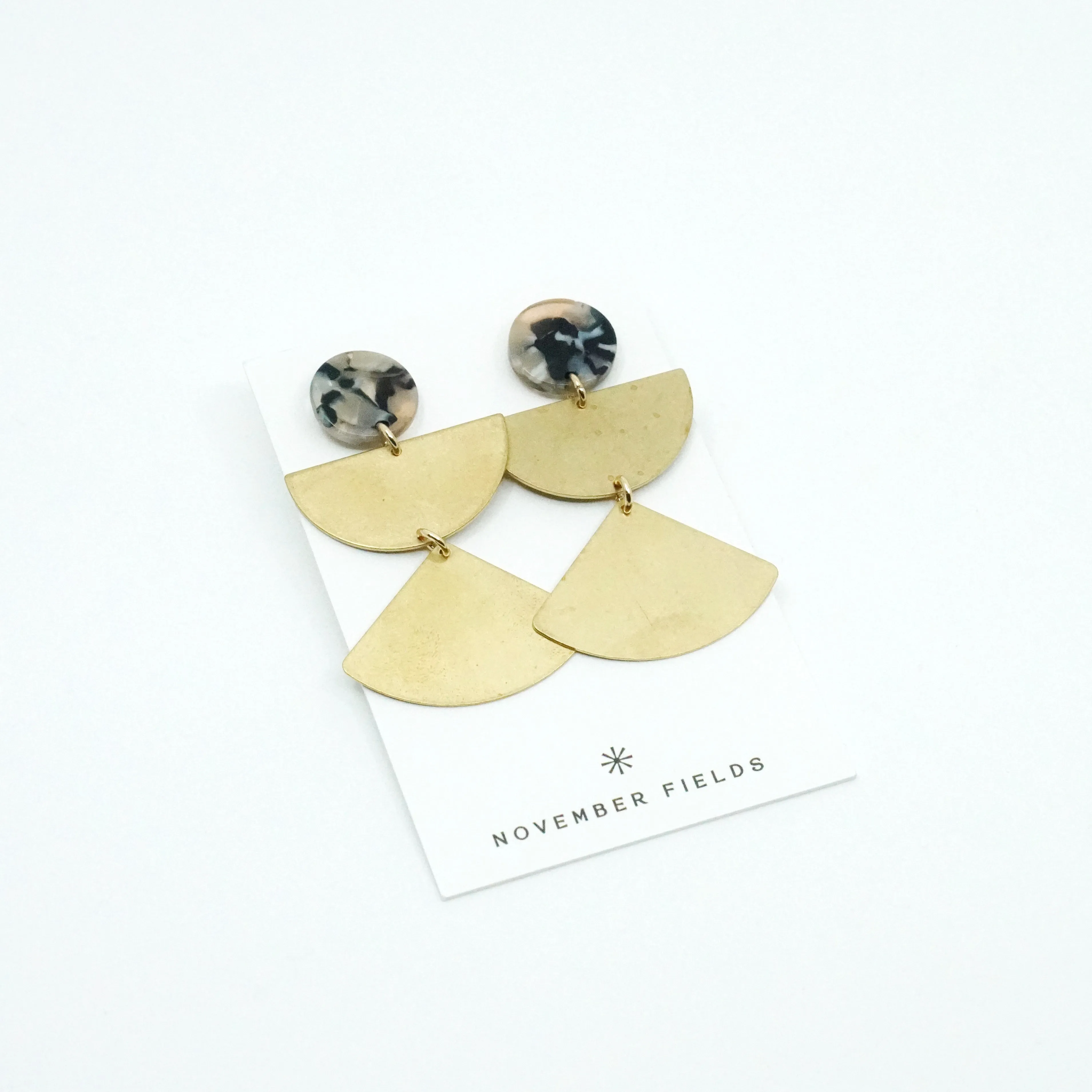 Arden Raw Brass and Resin Modern Dangle Earrings