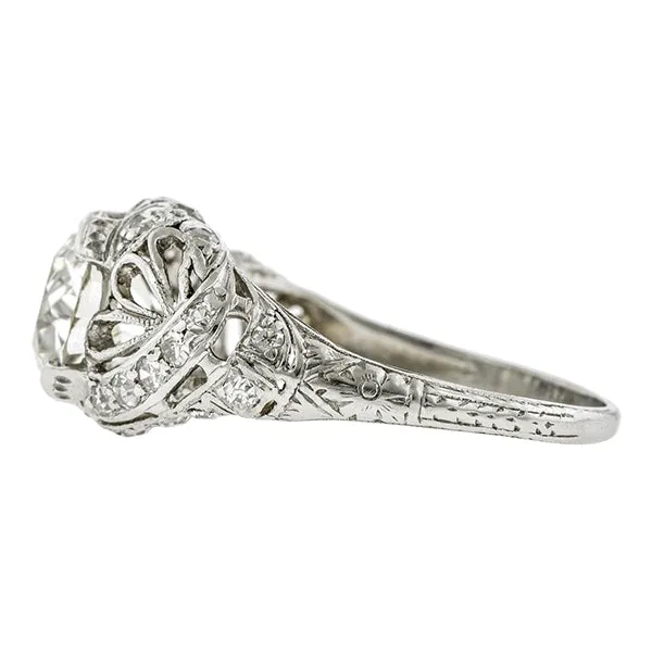 Art Deco Diamond Engagement Ring, RBC 2.03ct