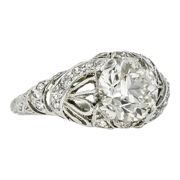 Art Deco Diamond Engagement Ring, RBC 2.03ct