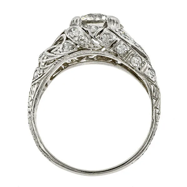 Art Deco Diamond Engagement Ring, RBC 2.03ct